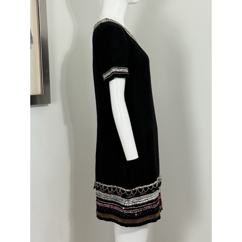 Maeve Anthropologie Women’s Black Sequin Beaded Mini Shift Dress Party Size 2 - Picture 6 of 16